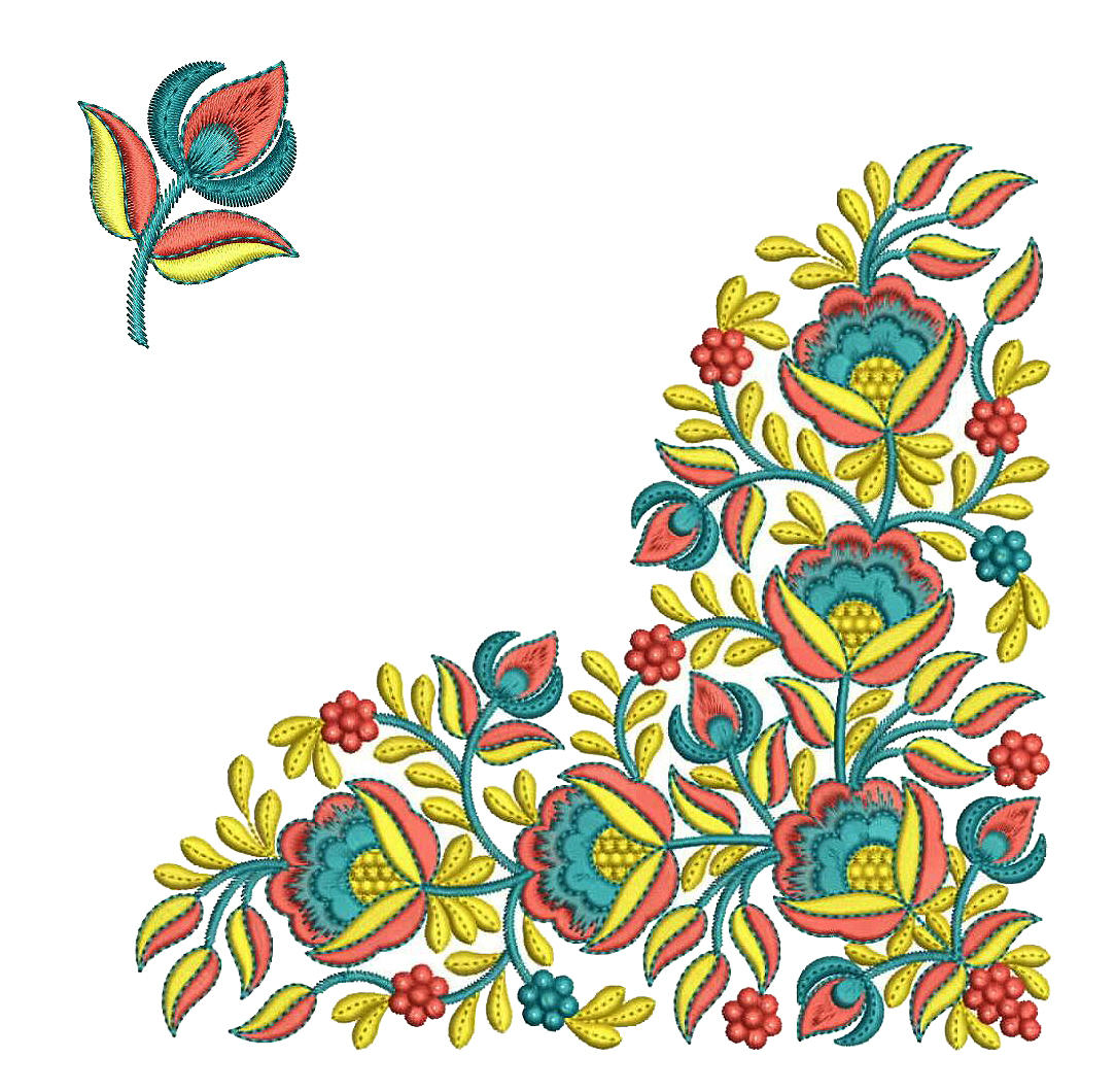 Intricate Corner Embroidery For Tablecloth | EmbDesignTube
